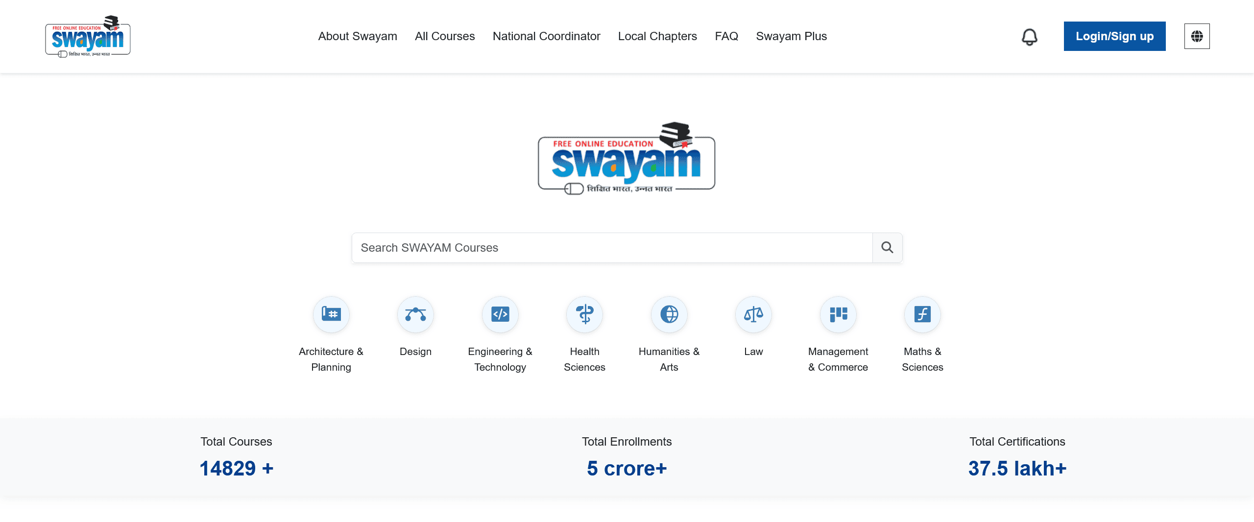 Swayam Homepage
